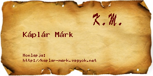 Káplár Márk névjegykártya
